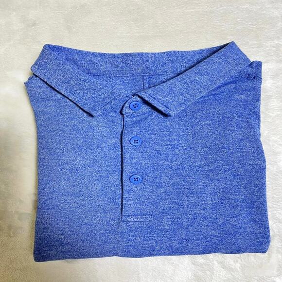 Lululemon Evolution Short Sleeve Polo Men's M Heathered Blue Performance Stretch - Picture 7 of 7